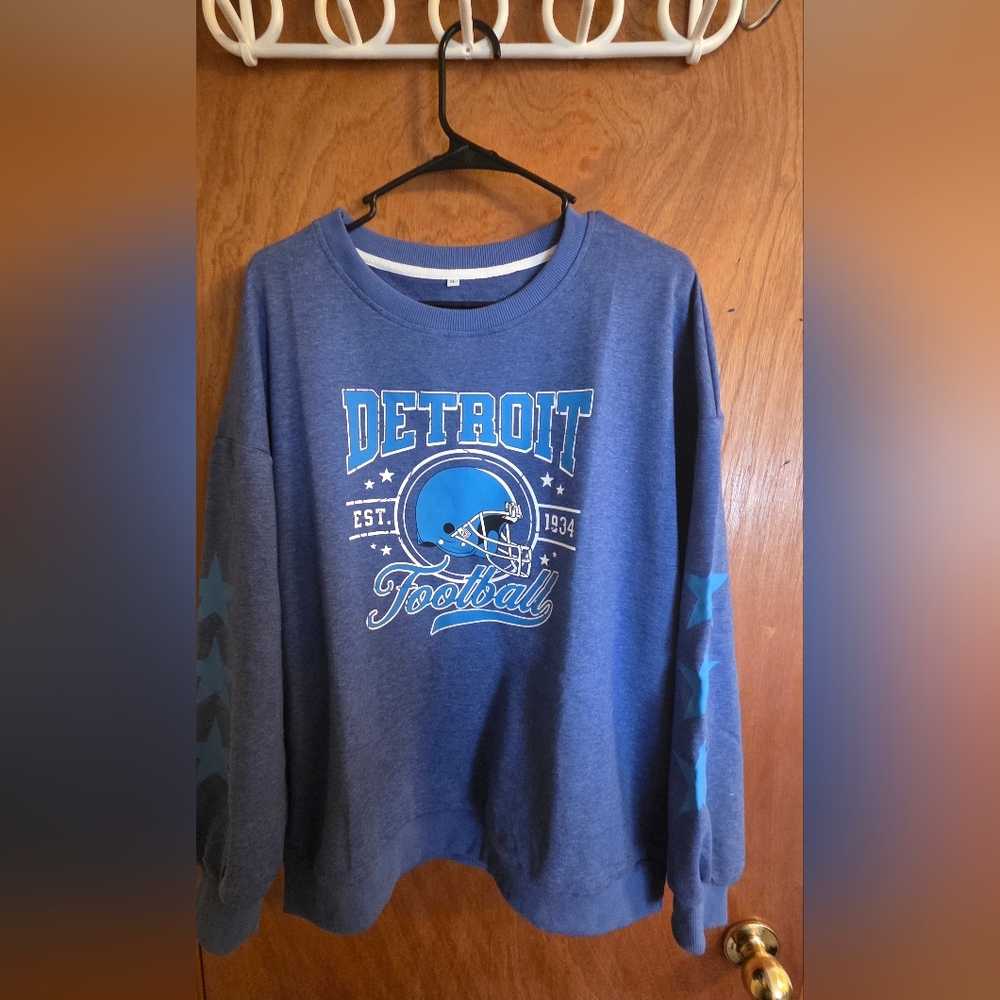 Detroit Football Blue Long Sleeve Tee